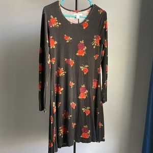 Adam Levine Black lightweight dress with roses size medium